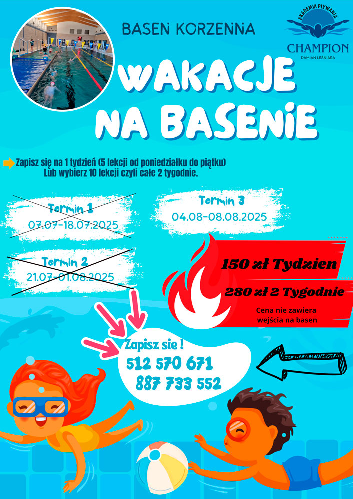 Nauka pływania w wakacje 2025 w Korzennej