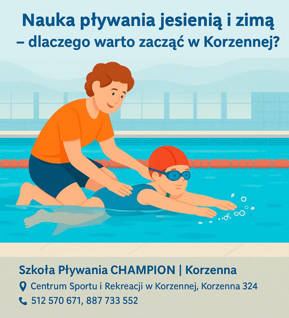 Nauka pływania w sezonie zimowym w Korzennej